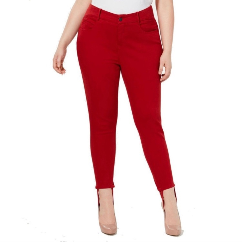 YSJ Queen Ankle Mid Rise Red Skinny Jeans 16W